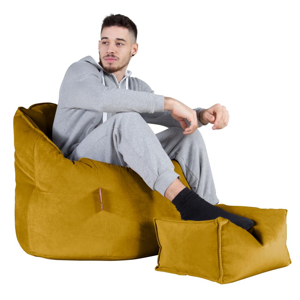 LOUNGE PUG®, Sækkestol 'Knus' - Fløjl Guld