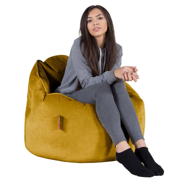 LOUNGE PUG®, Sækkestol 'Knus' - Fløjl Guld
