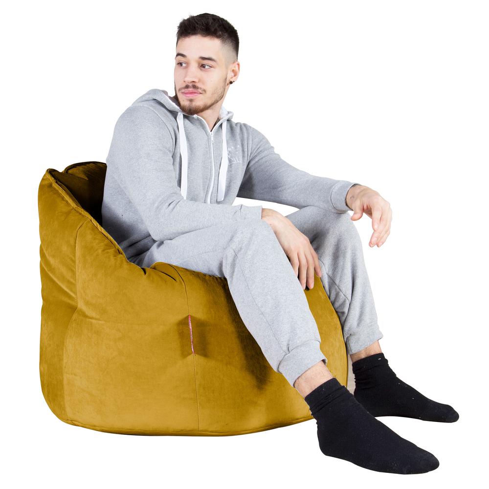 LOUNGE PUG®, Sækkestol 'Knus' - Fløjl Guld