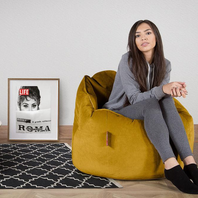 LOUNGE PUG®, Sækkestol 'Knus' - Fløjl Guld