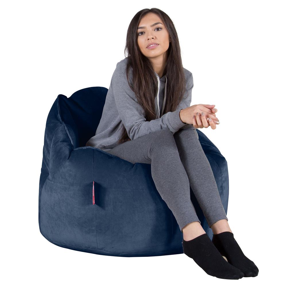 LOUNGE PUG®, Sækkestol 'Knus' - Fløjl Marineblå