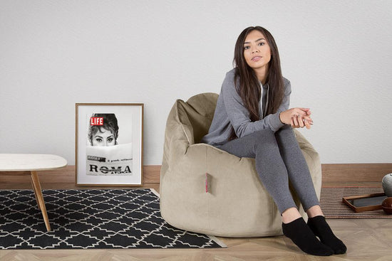 LOUNGE PUG®, Sækkestol 'Knus' - Fløjl Mink