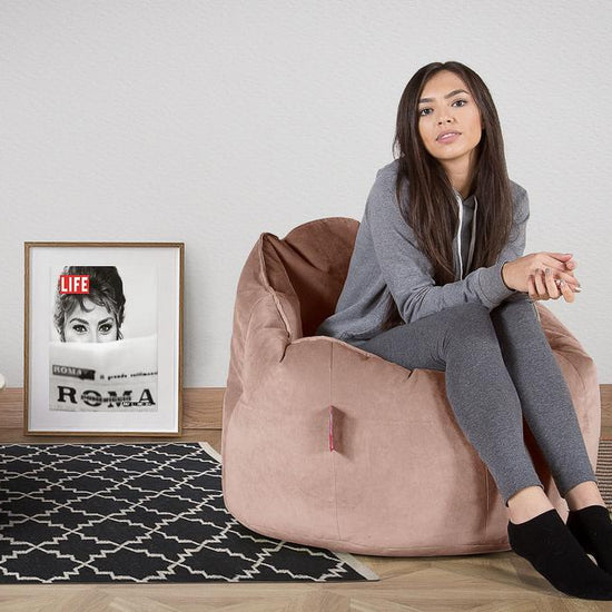 LOUNGE PUG®, Sækkestol 'Knus' - Fløjl Lyserød