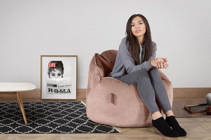 LOUNGE PUG®, Sækkestol 'Knus' - Fløjl Lyserød