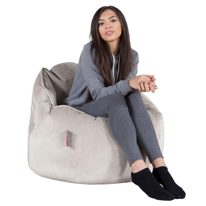 LOUNGE PUG®, Sækkestol 'Knus' - Fløjl Sølv