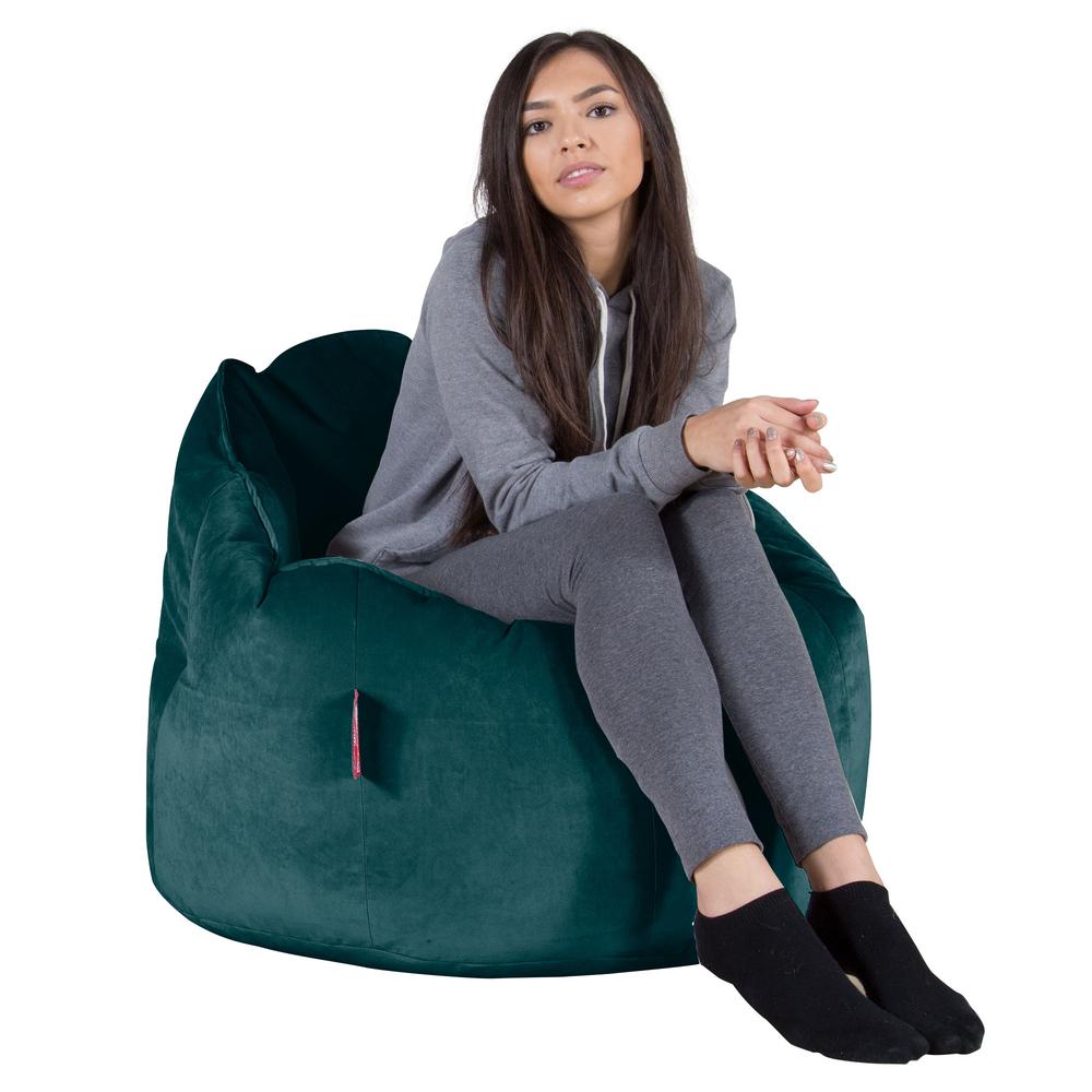 LOUNGE PUG®, Sækkestol 'Knus' - Fløjl Turkis Blå