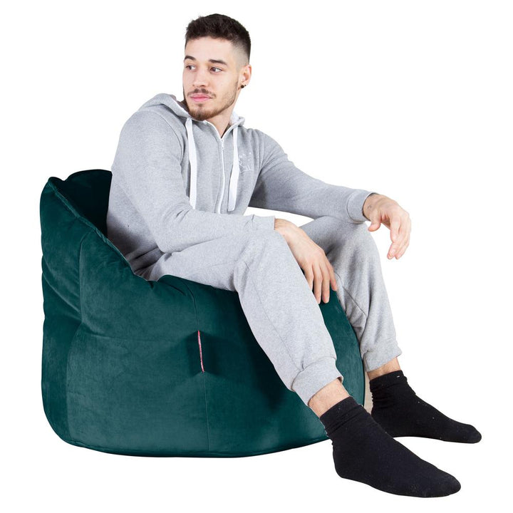 LOUNGE PUG®, Sækkestol 'Knus' - Fløjl Turkis Blå