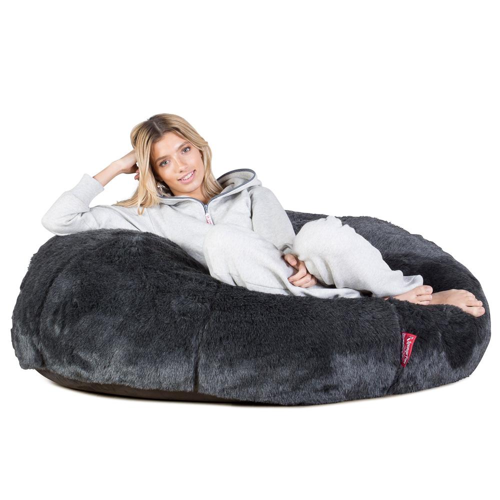 LOUNGE PUG®, Klassisk Sækkestol Sofa - Falsk Pels Sort