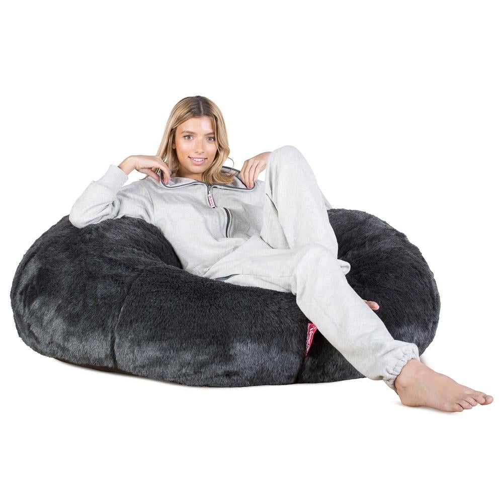 LOUNGE PUG®, Klassisk Sækkestol Sofa - Falsk Pels Sort
