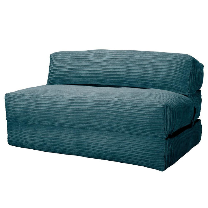 LOUNGE PUG, Avery, Futon Stol, Seng Seng Dobbelt, Klassisk Jernbanefløjl Turkis Blå