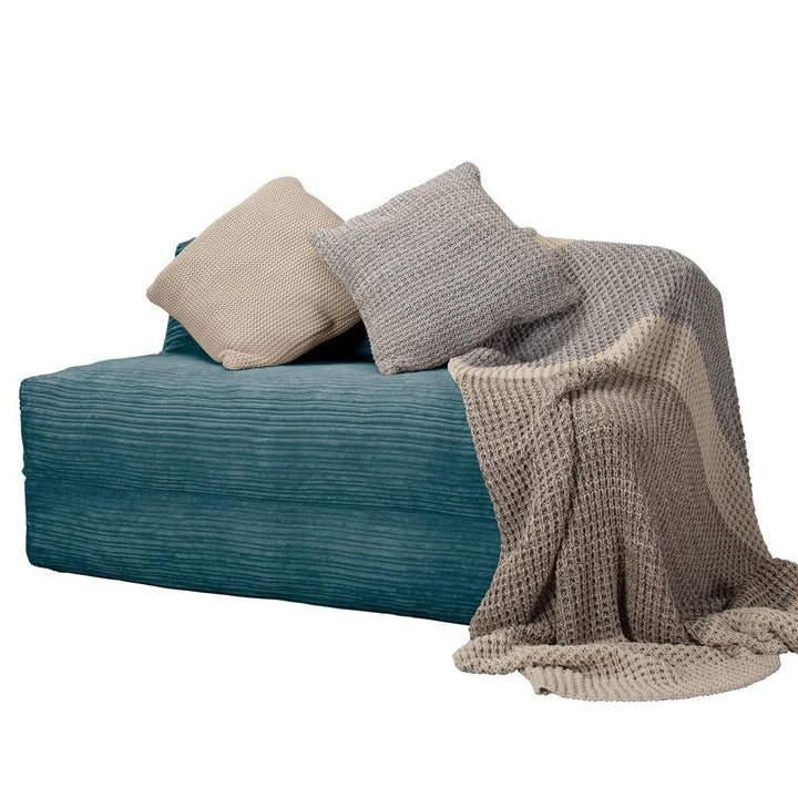 LOUNGE PUG, Avery, Futon Stol, Seng Seng Dobbelt, Klassisk Jernbanefløjl Turkis Blå