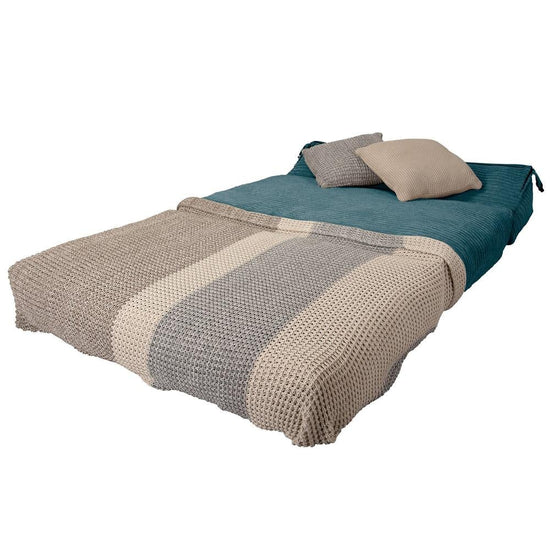 LOUNGE PUG, Avery, Futon Stol, Seng Seng Dobbelt, Klassisk Jernbanefløjl Turkis Blå