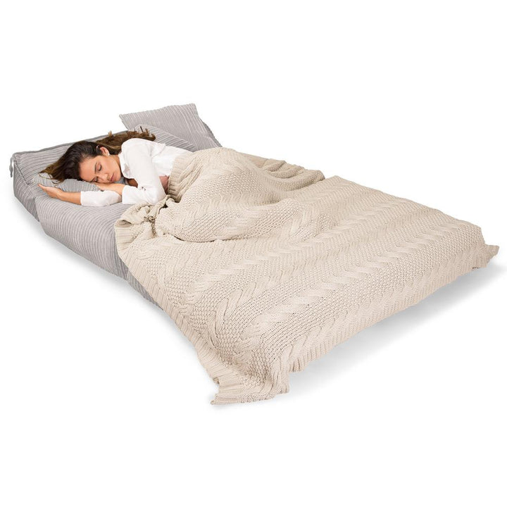 LOUNGE PUG, Avery, Futon Stol, Seng Seng Dobbelt, Klassisk Jernbanefløjl Elfenben