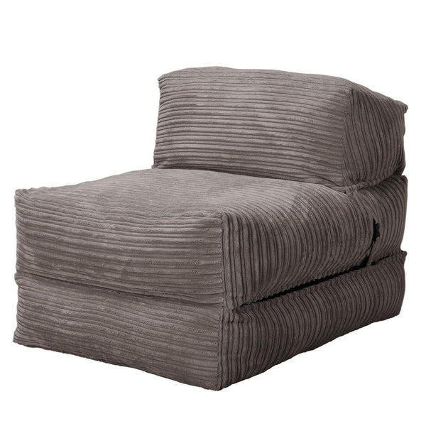 LOUNGE PUG, Avery, Futon Stol, Seng Enkelt, Klassisk Jernbanefløjl Grafit Grå