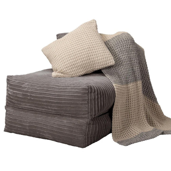 LOUNGE PUG, Avery, Futon Stol, Seng Enkelt, Klassisk Jernbanefløjl Grafit Grå