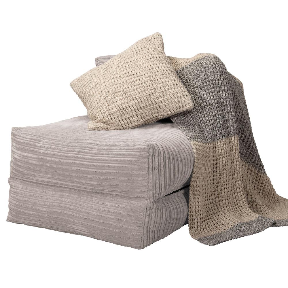 LOUNGE PUG, Avery, Futon Stol, Seng Enkelt, Klassisk Jernbanefløjl Elfenben