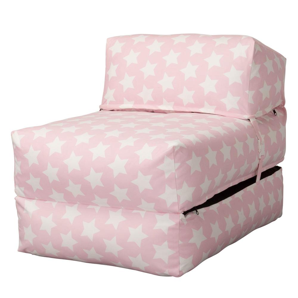 LOUNGE PUG, Avery, Futon Stol, Seng Enkelt, Trykt Stjerner Pink