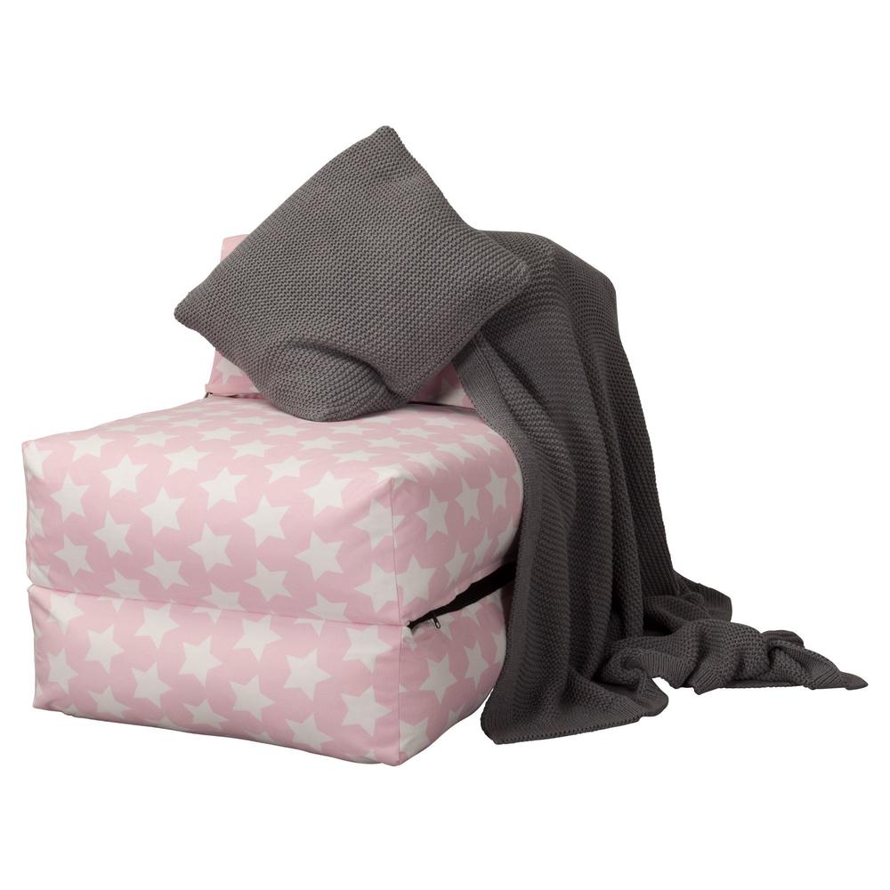 LOUNGE PUG, Avery, Futon Stol, Seng Enkelt, Trykt Stjerner Pink