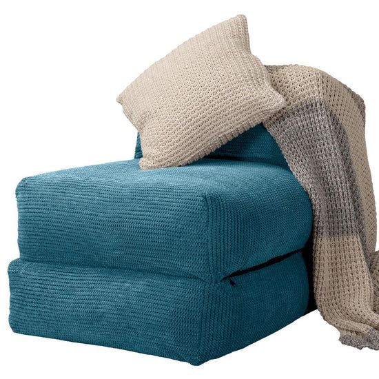 LOUNGE PUG, Avery, Futon Stol, Seng Enkelt, Pom Pom Turkis Blå