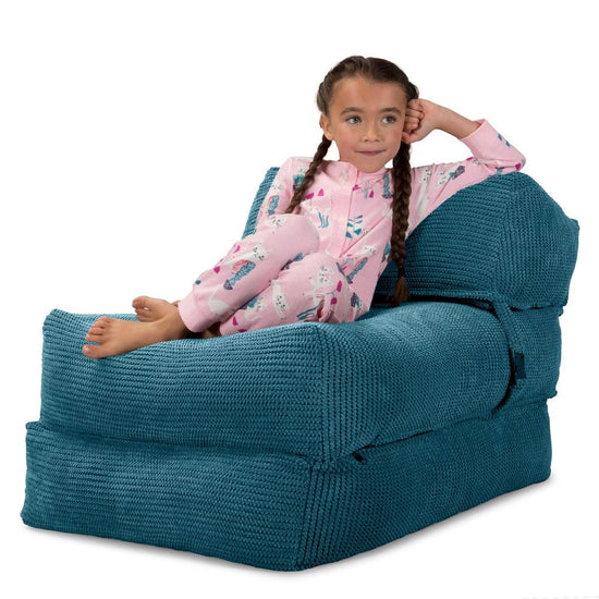 LOUNGE PUG, Avery, Futon Stol, Seng Enkelt, Pom Pom Turkis Blå