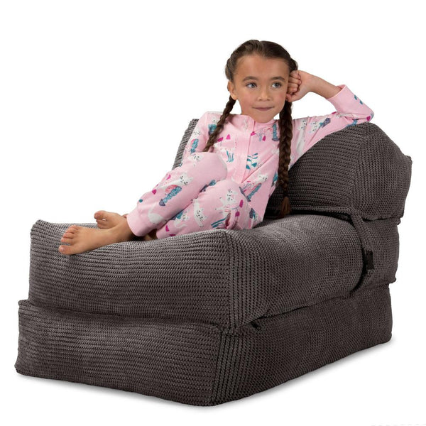 Avery Futon Stol, Seng Enkelt - Pom Pom Kul Grå Fabric Close-up Image