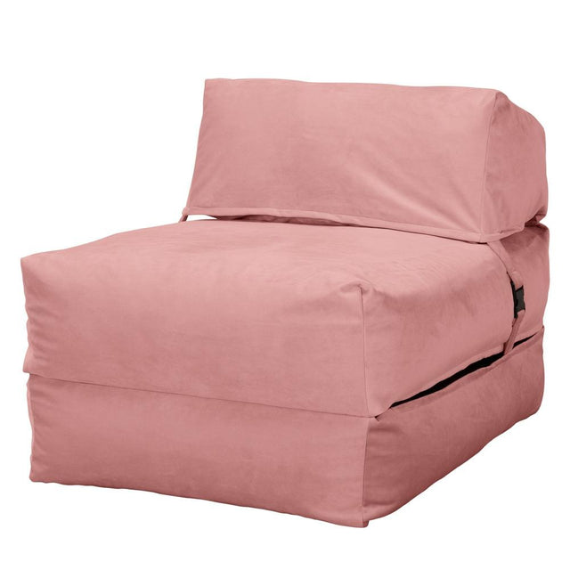 LOUNGE PUG, Avery, Futon Stol, Seng Enkelt, Fløjl Lyserød