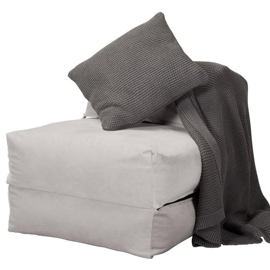 LOUNGE PUG, Avery, Futon Stol, Seng Enkelt, Fløjl Sølv