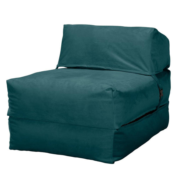 LOUNGE PUG, Avery, Futon Stol, Seng Enkelt, Fløjl Turkis Blå