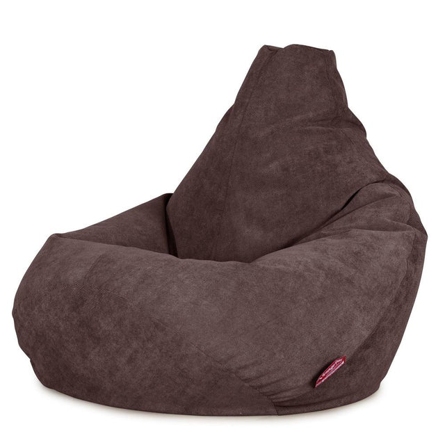 LOUNGE PUG®, Gamer Sækkestol, Sækkestol med Ryglæn - Flock Chokolade Brun