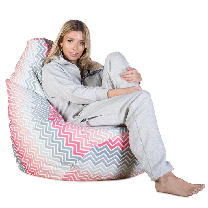 LOUNGE PUG®, Gamer Sækkestol, Sækkestol med Ryglæn - Trykt Chevron Pink