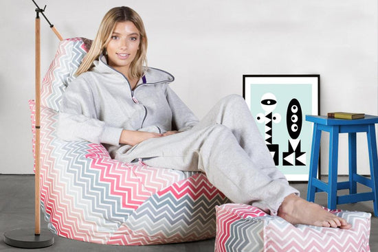 LOUNGE PUG®, Gamer Sækkestol, Sækkestol med Ryglæn - Trykt Chevron Pink