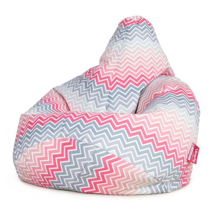 LOUNGE PUG®, Gamer Sækkestol, Sækkestol med Ryglæn - Trykt Chevron Pink