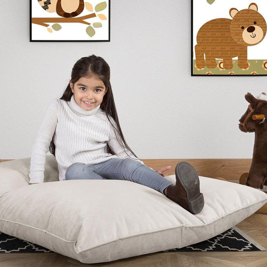 LOUNGE PUG®, Junior Sækkestol, Sækkestol Børn - Fløjl Sølv