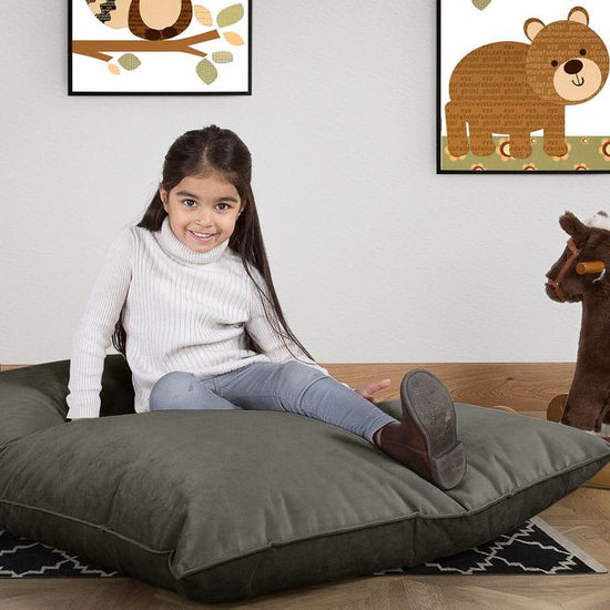 LOUNGE PUG®, Junior Sækkestol, Sækkestol Børn - Fløjl Grafit Grå