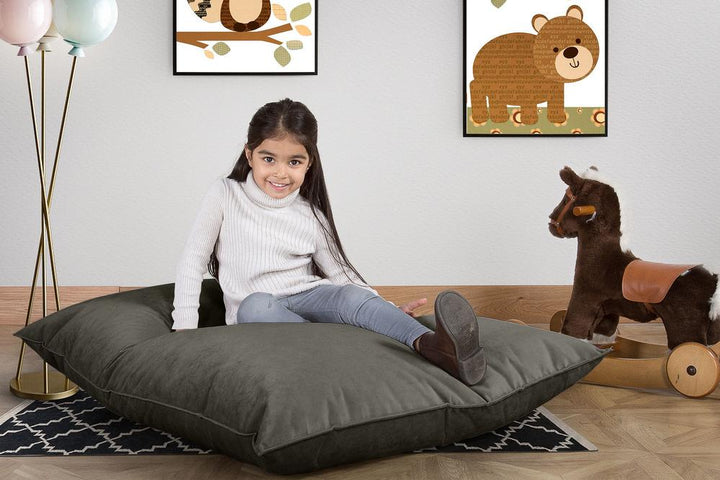LOUNGE PUG®, Junior Sækkestol, Sækkestol Børn - Fløjl Grafit Grå