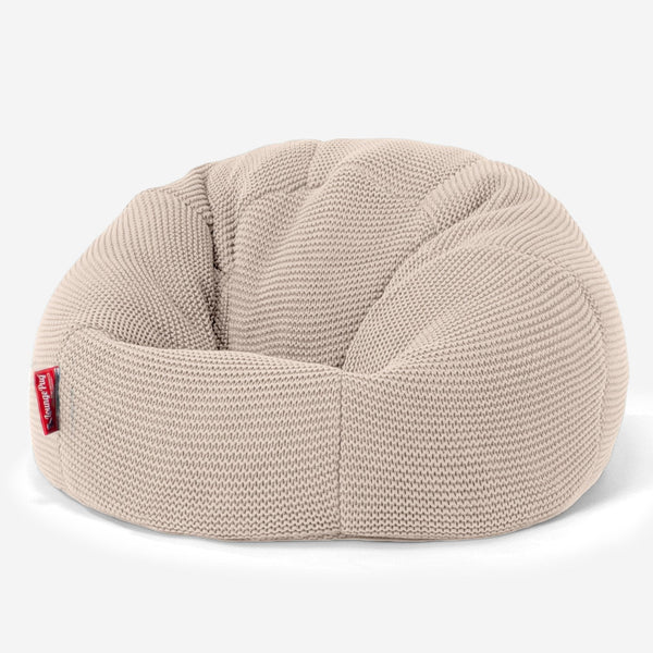 LOUNGE PUG - ELLOS Strikket - Børnelænestol - Klassisk Sækkestol til Børn - Baby Cremefarvet
