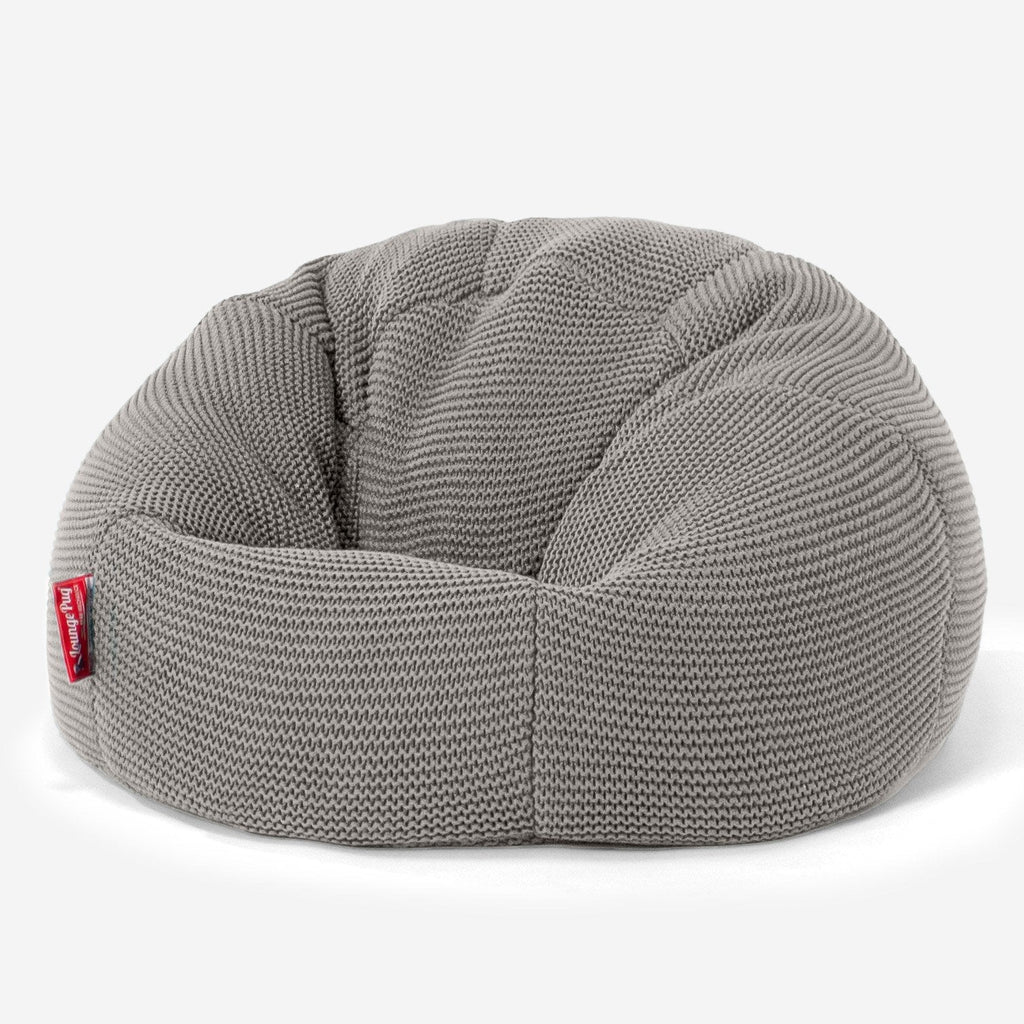 LOUNGE PUG - ELLOS Strikket - Børnelænestol - Klassisk Sækkestol til Børn - Baby Grå