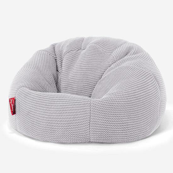 LOUNGE PUG - ELLOS Strikket - Børnelænestol - Klassisk Sækkestol til Børn - Baby Lysegrå
