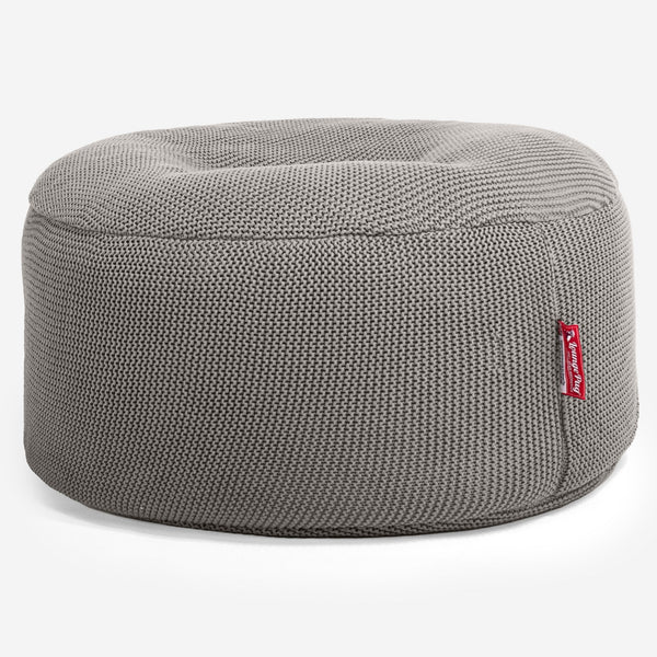 LOUNGE PUG®, Rund Puf, Siddepuf, Sækkestol, Ellos Strikket Grå