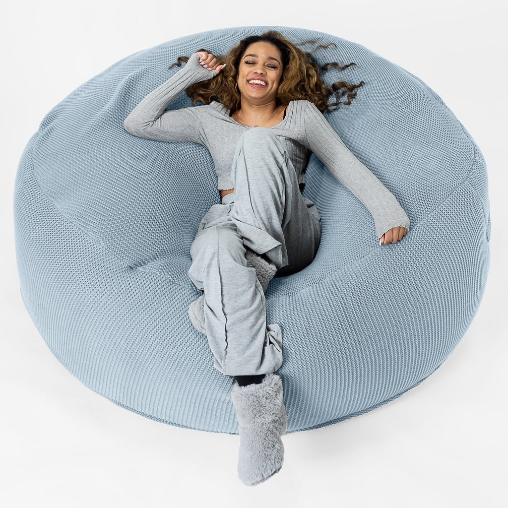 LOUNGE PUG®, Kæmpe Sækkestol Sofa XXL 'Mega Mammut', Ellos Strikket Grå