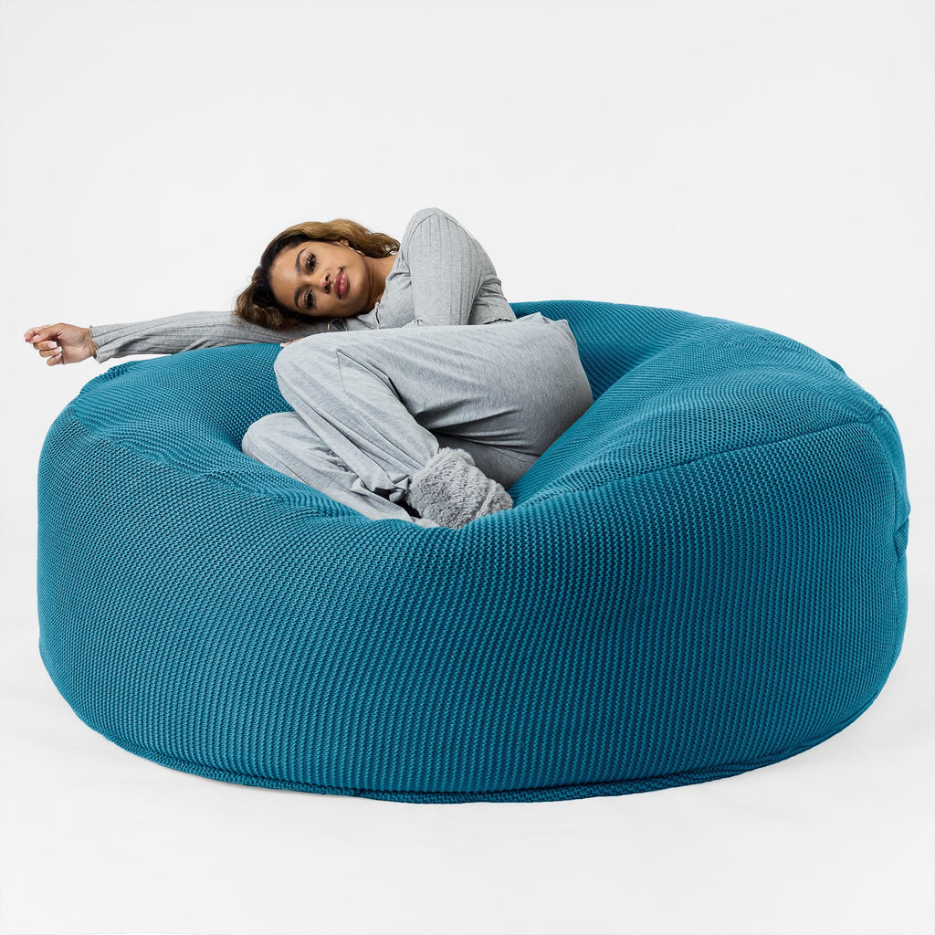 LOUNGE PUG®, Kæmpe Sækkestol Sofa XXL 'Mega Mammut', Ellos Strikket Petrolblå