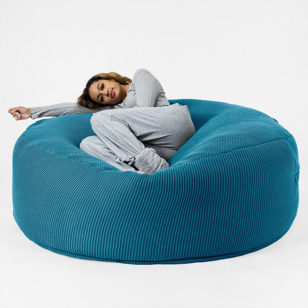 LOUNGE PUG®, Kæmpe Sækkestol Sofa XXL 'Mega Mammut', Ellos Strikket Petrolblå