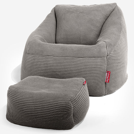 LOUNGE PUG®, Nautilus-sækkestol, Ellos Strikket Grå