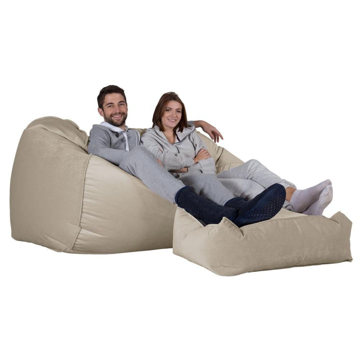 LOUNGE PUG®, Stor Sækkestol Sofa - Fløjl Mink