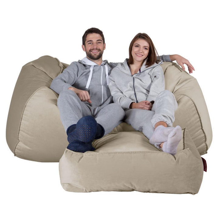 LOUNGE PUG®, Stor Sækkestol Sofa - Fløjl Mink