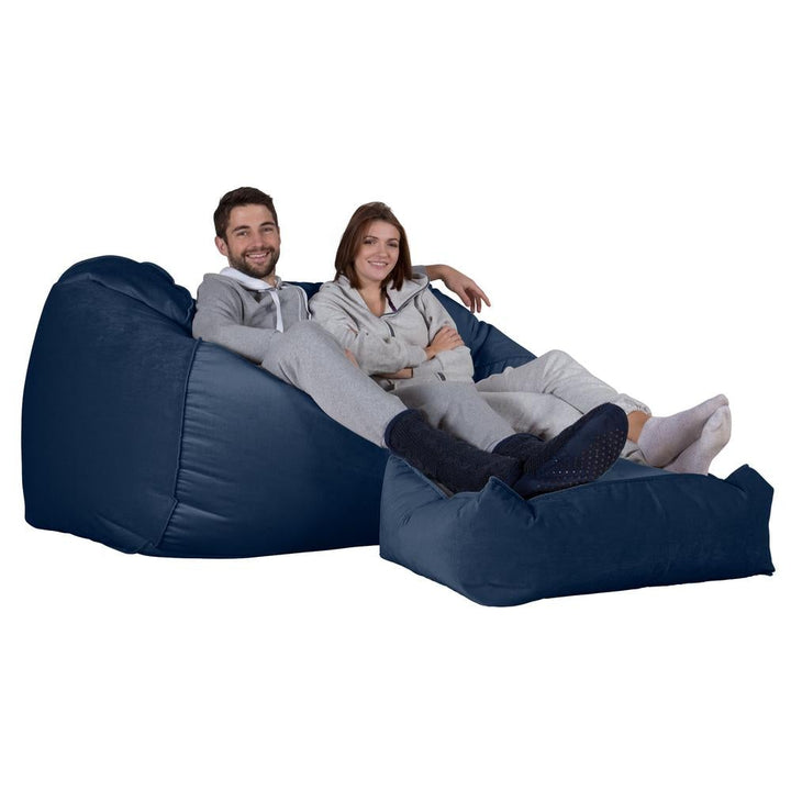 LOUNGE PUG®, Stor Sækkestol Sofa - Fløjl Marineblå