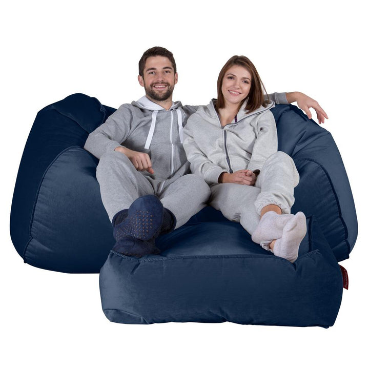 LOUNGE PUG®, Stor Sækkestol Sofa - Fløjl Marineblå