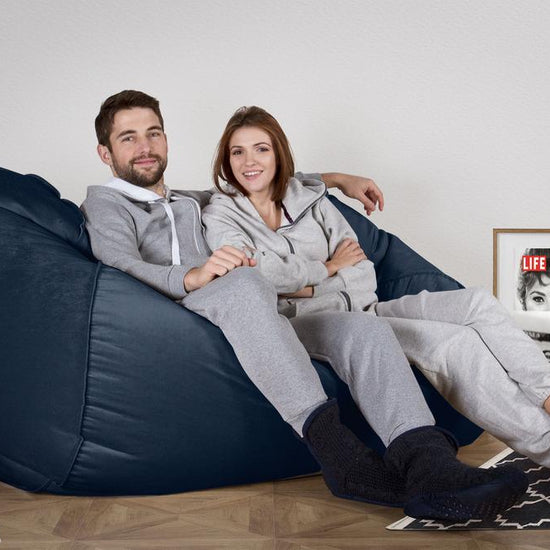 LOUNGE PUG®, Stor Sækkestol Sofa - Fløjl Marineblå