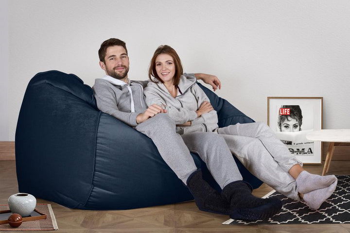 LOUNGE PUG®, Stor Sækkestol Sofa - Fløjl Marineblå