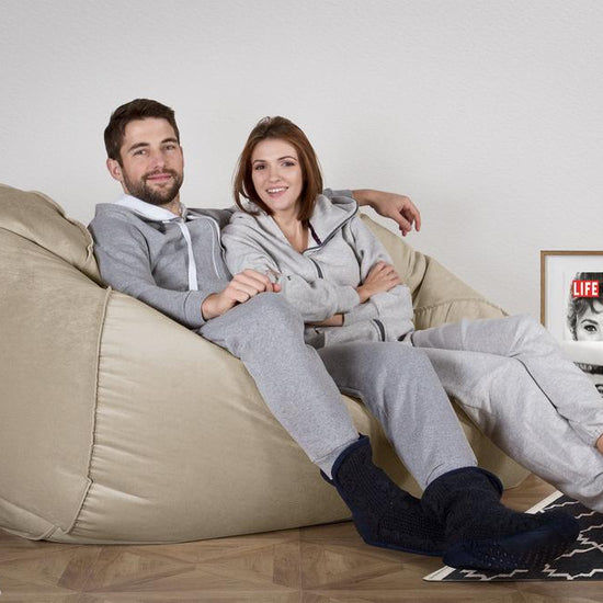 LOUNGE PUG®, Stor Sækkestol Sofa - Fløjl Mink